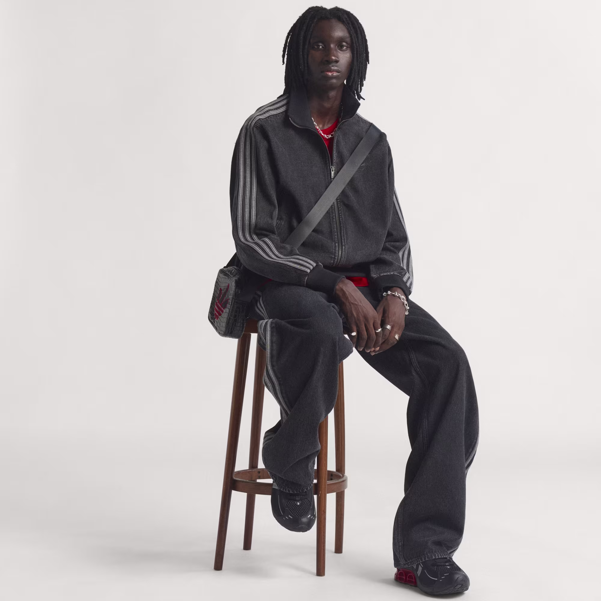 Áo track top denim adicolor firebird